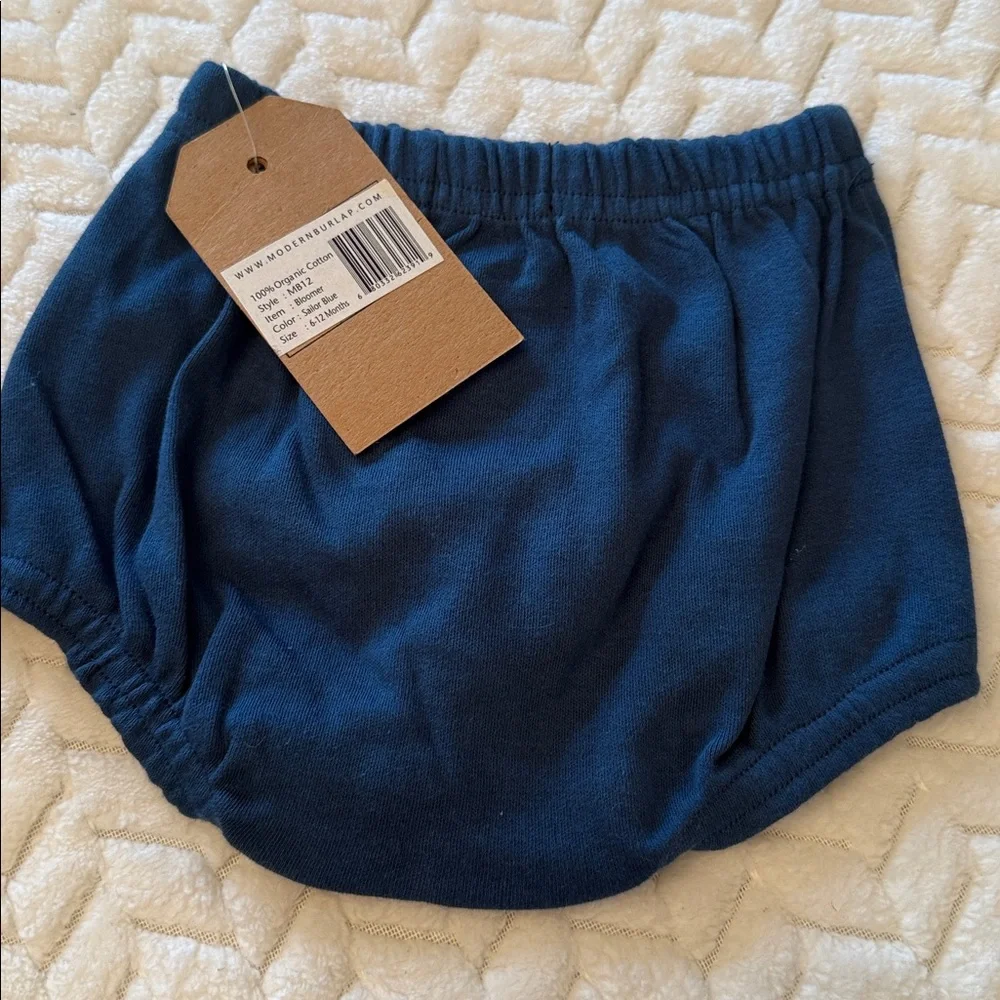 Modern burlap 100% Organic Cotton Kids Bloomers - Blue 6-12m